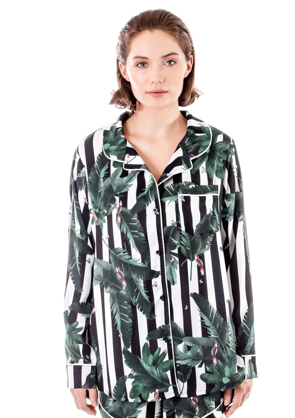Silky Jungle Striped Pajama Set